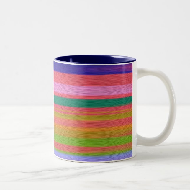 Rainbow abstrakt art rand modern Två-Tonad mugg (Höger)