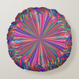 Rainbow Abstrakt Liquid Fluid Art av Heva Weva Rund Kudde