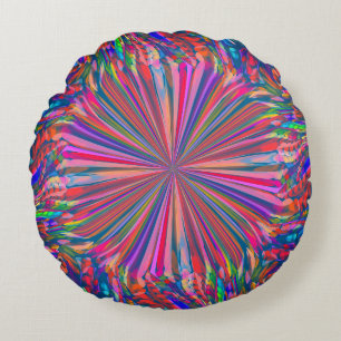 Rainbow Abstrakt Liquid Fluid Art av Heva Weva Rund Kudde