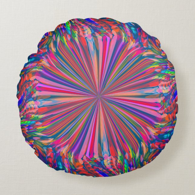 Rainbow Abstrakt Liquid Fluid Art av Heva Weva Rund Kudde (Framsidan)