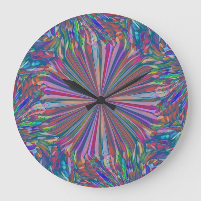 Rainbow Abstrakt Liquid Fluid Art av Heva Weva Stor Klocka (Framsida)