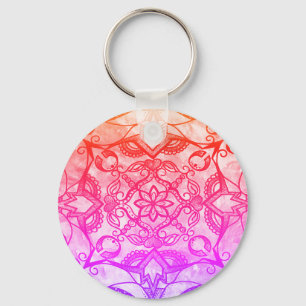 Rainbow Abstrakt Mandala Nyckelring