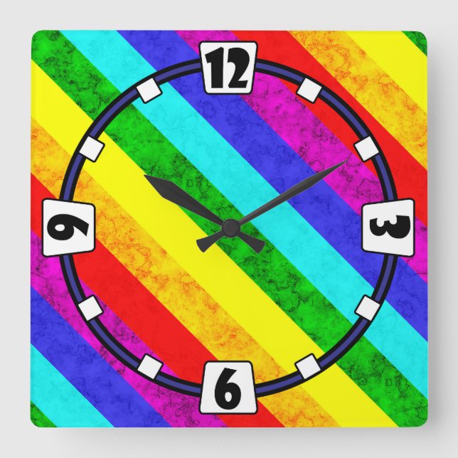 Rainbow abstrakt mönster fyrkantig klocka (Framsida)