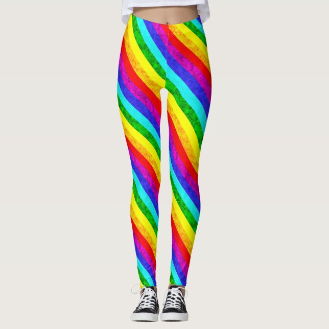 Rainbow abstrakt mönster leggings (Framsida)
