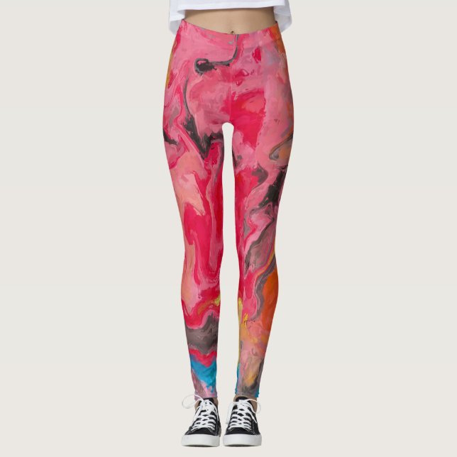 Rainbow Abstrakt Waterfall Leggings (Framsida)