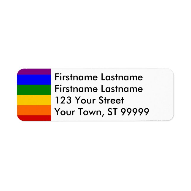 Rainbow Address Label Two Last Names Returadress Etikett (Framsidan)