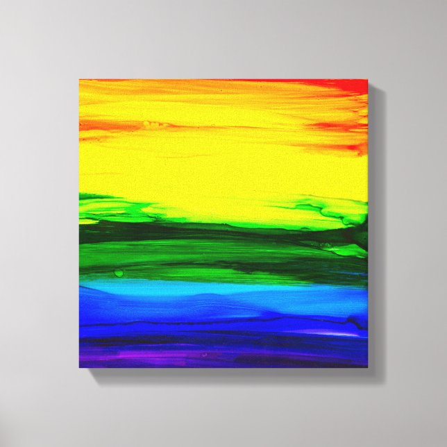 Rainbow Alcohol Bläck Abstrakt Canvastryck (Framsida)