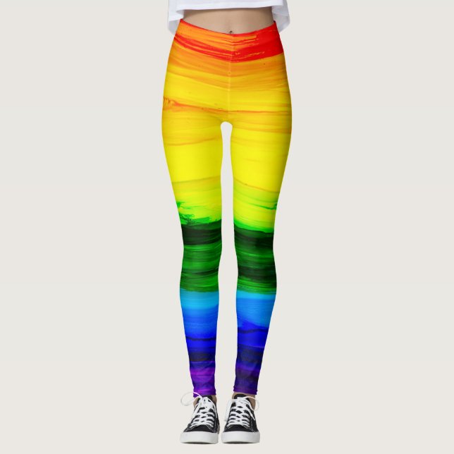 Rainbow Alcohol Bläck Abstrakt Leggings (Framsida)