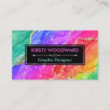 Rainbow Alcohol Bläck & Guld Faux Glitter Agate