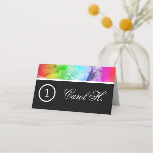 Rainbow Alcohol Bläck Watercolor Bordsnumren Namn Placeringskort
