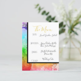 Rainbow Alcohol Bläck Watercolor Menu Vykort