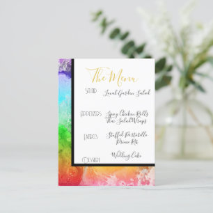 Rainbow Alcohol Bläck Watercolor Menu Vykort