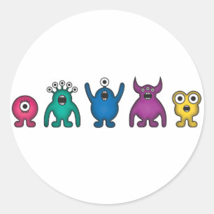 Rainbow Alien Monsters Runt Klistermärke