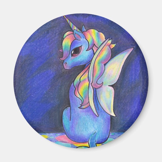 Rainbow Älva Unicorn Magnet (Framsidan)