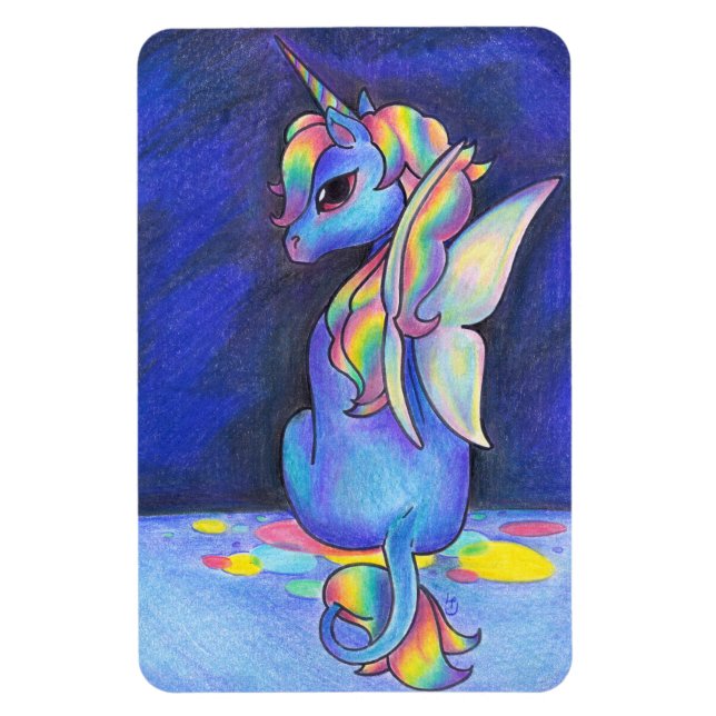 Rainbow Älva Unicorn Magnet (Vertikal)