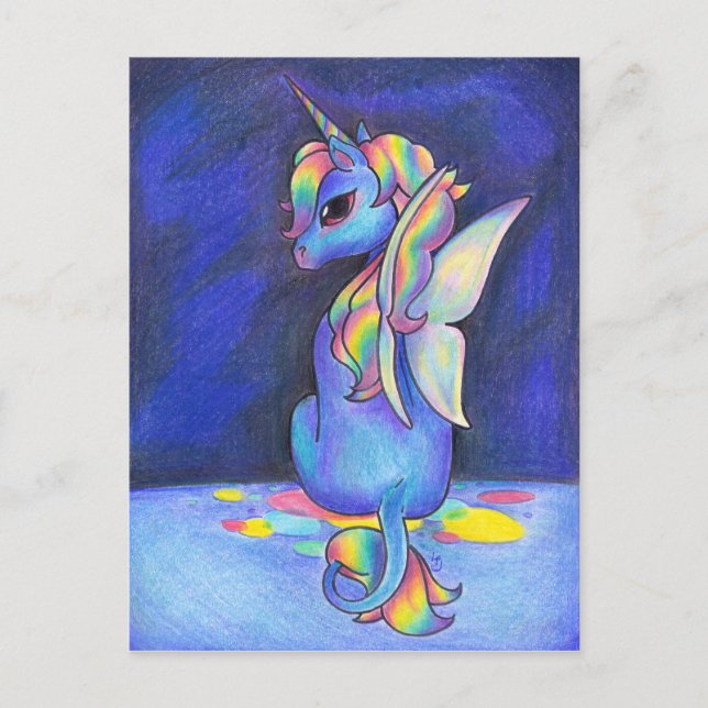 Rainbow Älva Unicorn Vykort (Framsida)