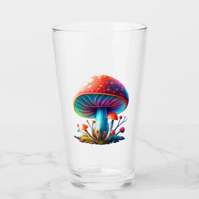 Rainbow Amanita Muscaria Glass Kopp (Framsida)