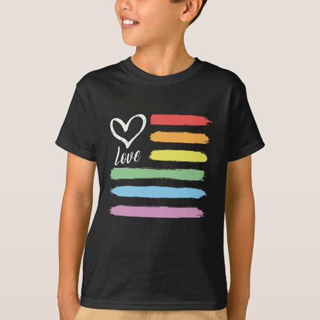 Rainbow American Flagga LGBT T Shirt (Framsida)