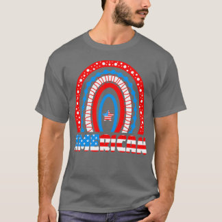 Rainbow American Flagga Patriotic Lycklig 4:e juli T Shirt