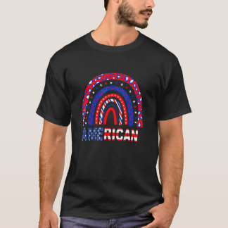 Rainbow American Flagga Patriotic Lycklig 4:e juli T Shirt
