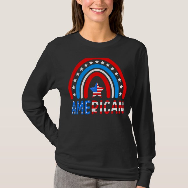 Rainbow American Flagga Retro America Usa Graphic T Shirt (Framsida)