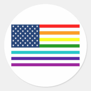 Rainbow American Flagga Runt Klistermärke