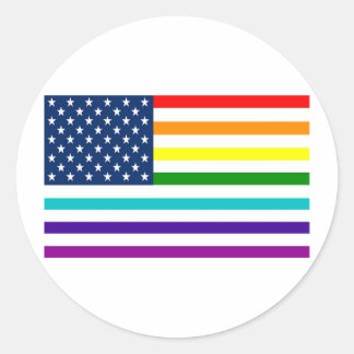 Rainbow American Flagga Runt Klistermärke
