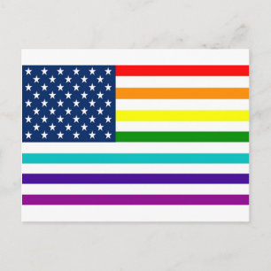Rainbow American Flagga Vykort