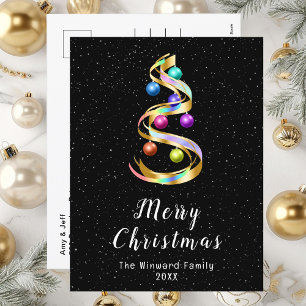 Rainbow and Black Ornaments God jul Helg Vykort