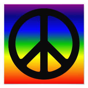 Rainbow and Black Peace Symbol Fototryck