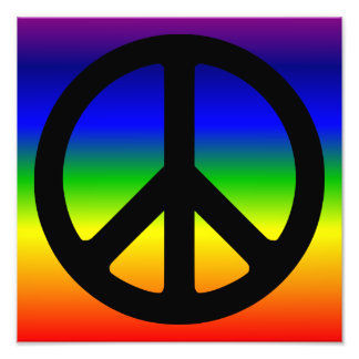 Rainbow and Black Peace Symbol Fototryck