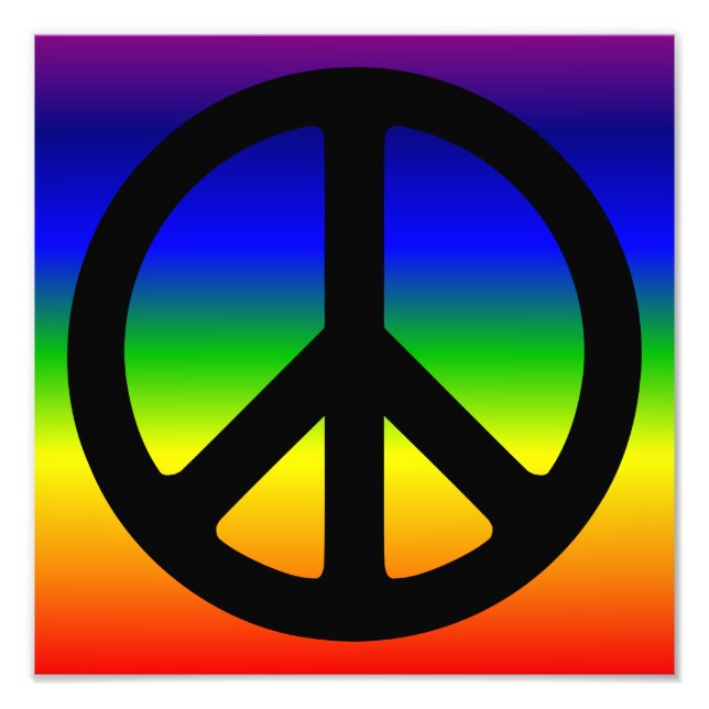 Rainbow and Black Peace Symbol Fototryck (Framsidan)