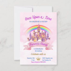 Rainbow and Castle Fairytale Birthday Inbjudningar