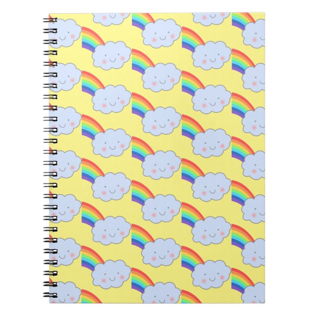 Rainbow and Cloud Cute Modern Mönster Notebook Anteckningsbok (Framsidan)