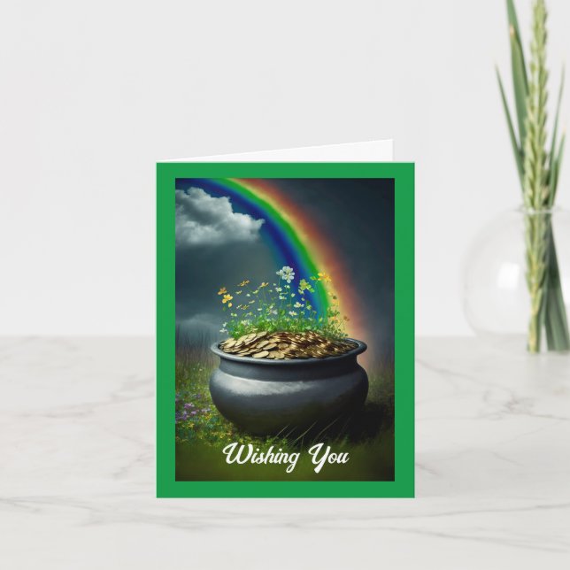 Rainbow and Pot of Guld Helgdag Card Helgkort (Framsida)