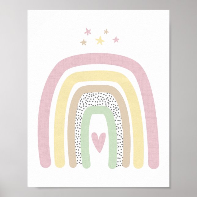 Rainbow and Stars Girl Baby Nursery Wall Poster (Framsidan)