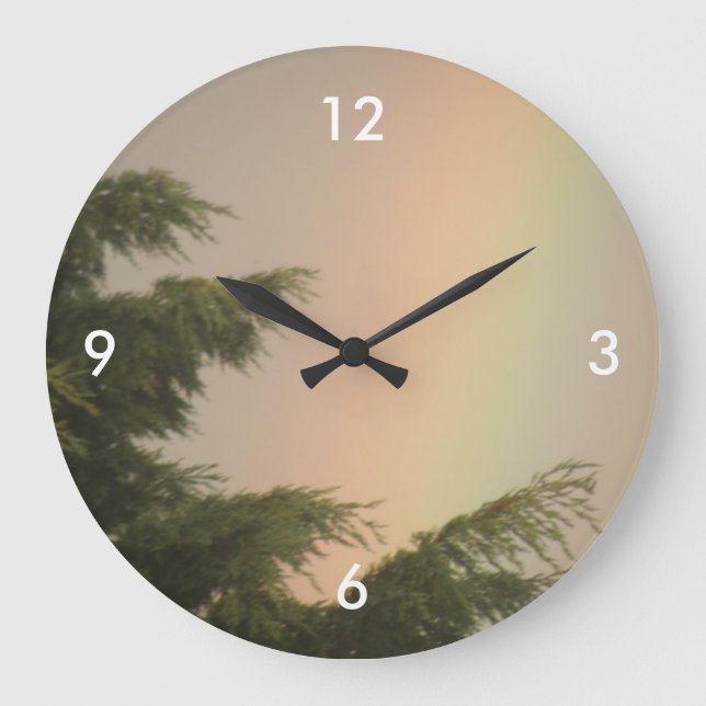 Rainbow and Träd Wall Clock Stor Klocka (Framsida)