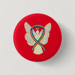 Rainbow Angel Awareness Ribbon Anpassningsbar Art Knapp