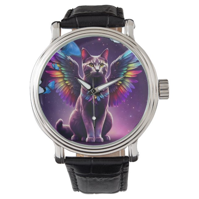 Rainbow Angel Cat Armbandsur (Framsida)