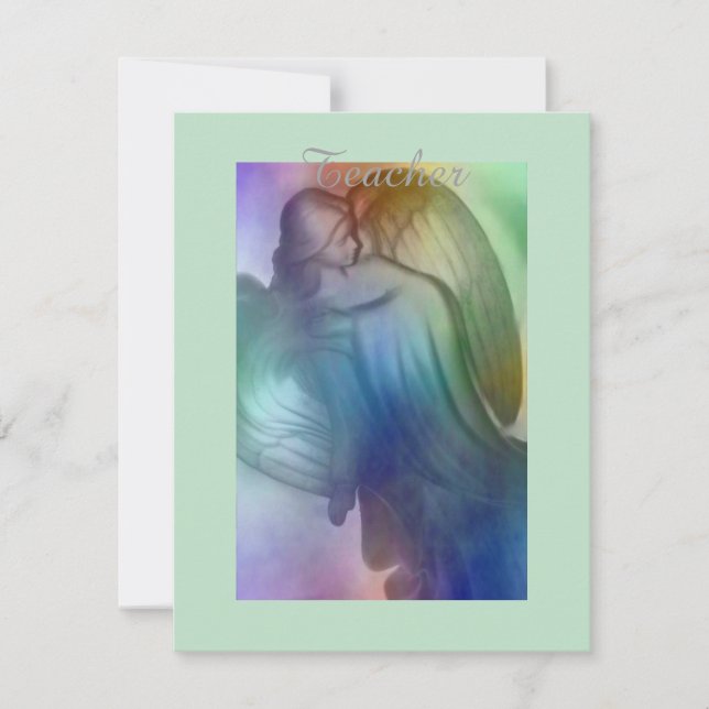 Rainbow Angel Teacher Tack Kort (Framsida)