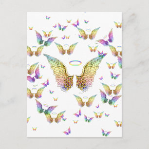 Rainbow Angel Vingar och Halos Vykort