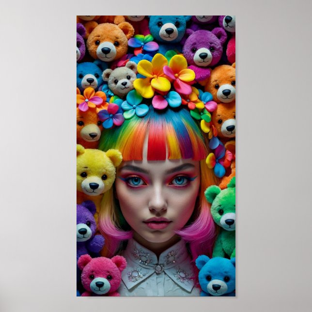 Rainbow Anime Woman Poster (Framsidan)