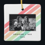 Rainbow Anpassningsbar Personlig Photo Ornament<br><div class="desc">Ge dig själv eller de du kärlek med den här moderna,  anpassningsbarnas regnbågsfärgade fotoornament med en reflex. I vitt,  rosa,  orange,  grönt och blått. Namn,  år och foto är anpassade. En del av en samling från Parcel Studios.</div>