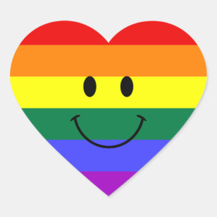 Rainbow Ansikte Hjärtformat Klistermärke