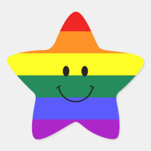 Rainbow Ansikte Stjärnformat Klistermärke