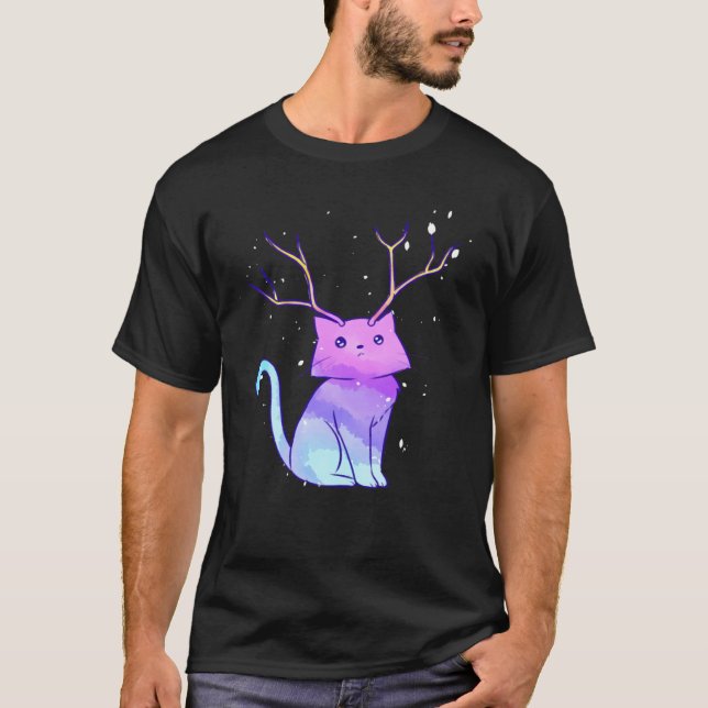 Rainbow Antler Cat Classic T-Shirt (Framsida)