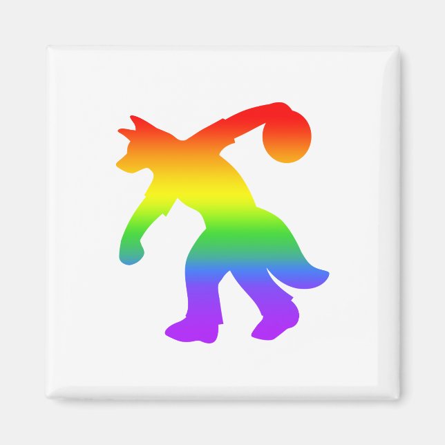 Rainbow Antropomorphic Hund Bowling Magnet 0001 (Framsidan)