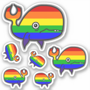 Rainbow Anxious but Proud Whale Sticker Lakan Klistermärken