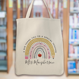 Rainbow Apple Pencil Teacher Tack Gift Tygkasse