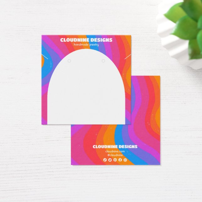 Rainbow Arch Earring Necklace Jewelry Visning Card Fyrkantigt Visitkort (Skivbord)